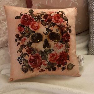 Floral Skull Decorative Pillow